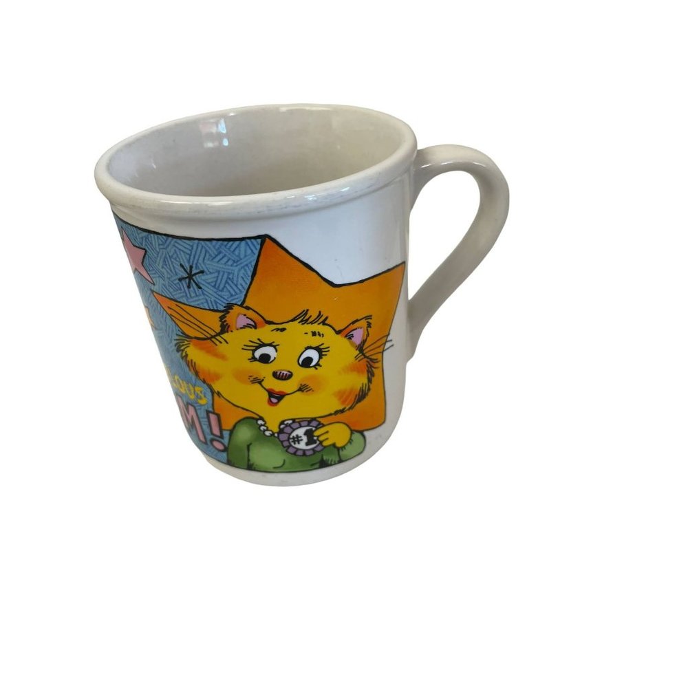 Hallmark Marvelous Mom Coffee Tea Glass‎ Cup Kitten Kitty Cat Star Number #1